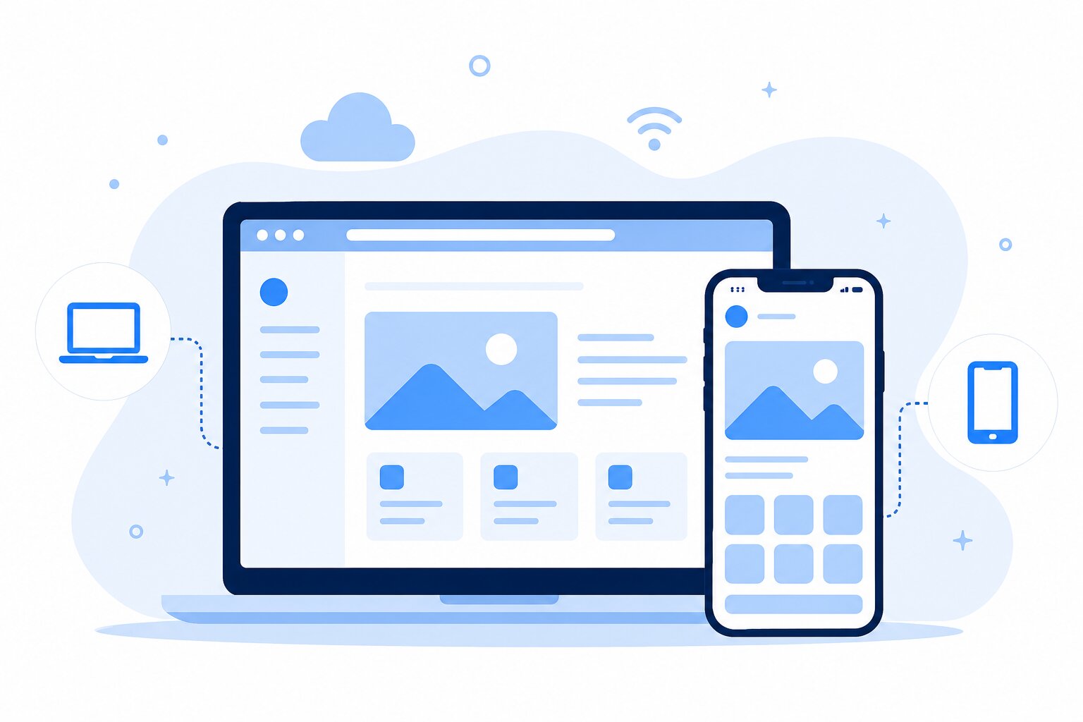 PWA-приложение на экране смартфона и ноутбука